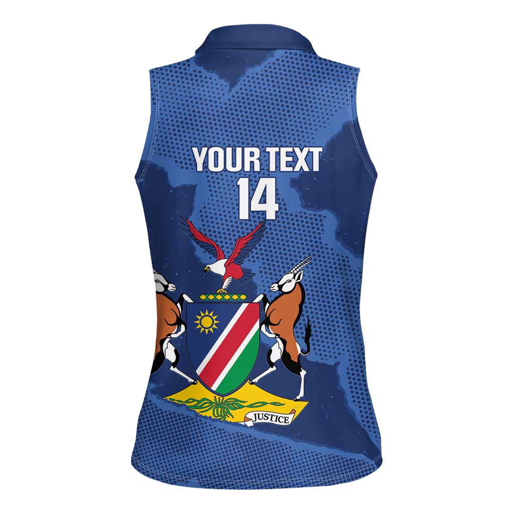 Custom Namibia Cricket Women Sleeveless Polo Shirt Go Eagles Est 1992 - Wonder Print Shop