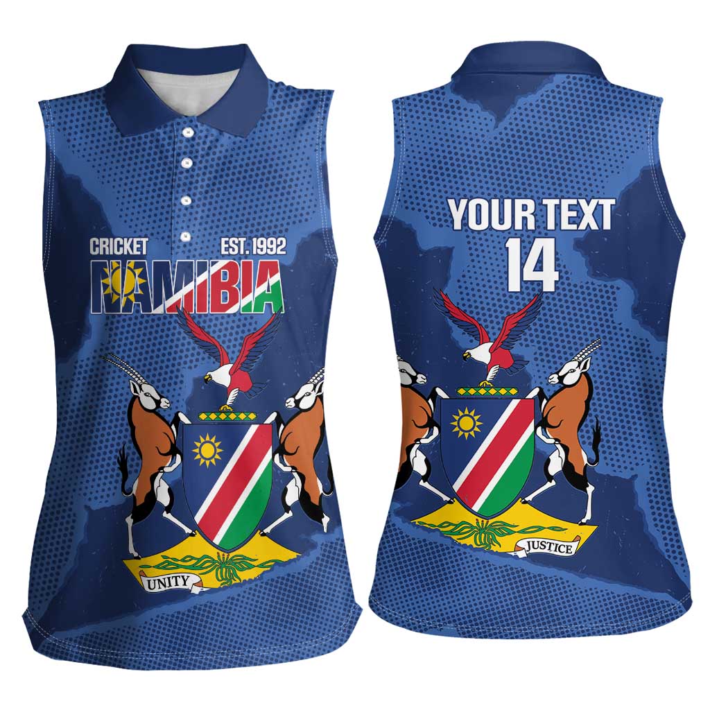Custom Namibia Cricket Women Sleeveless Polo Shirt Go Eagles Est 1992 - Wonder Print Shop