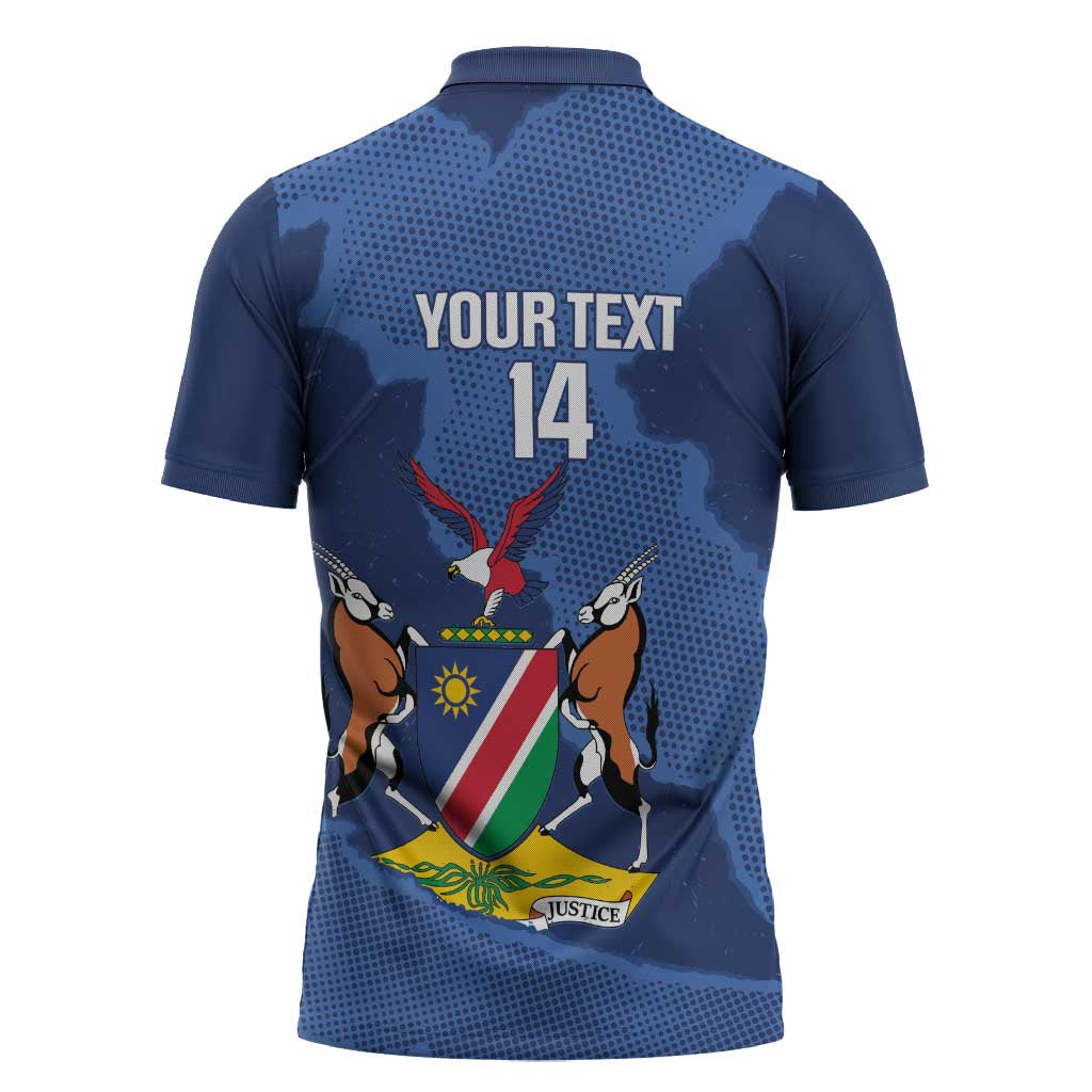 Custom Namibia Cricket Zipper Polo Shirt Go Eagles Est 1992 - Wonder Print Shop