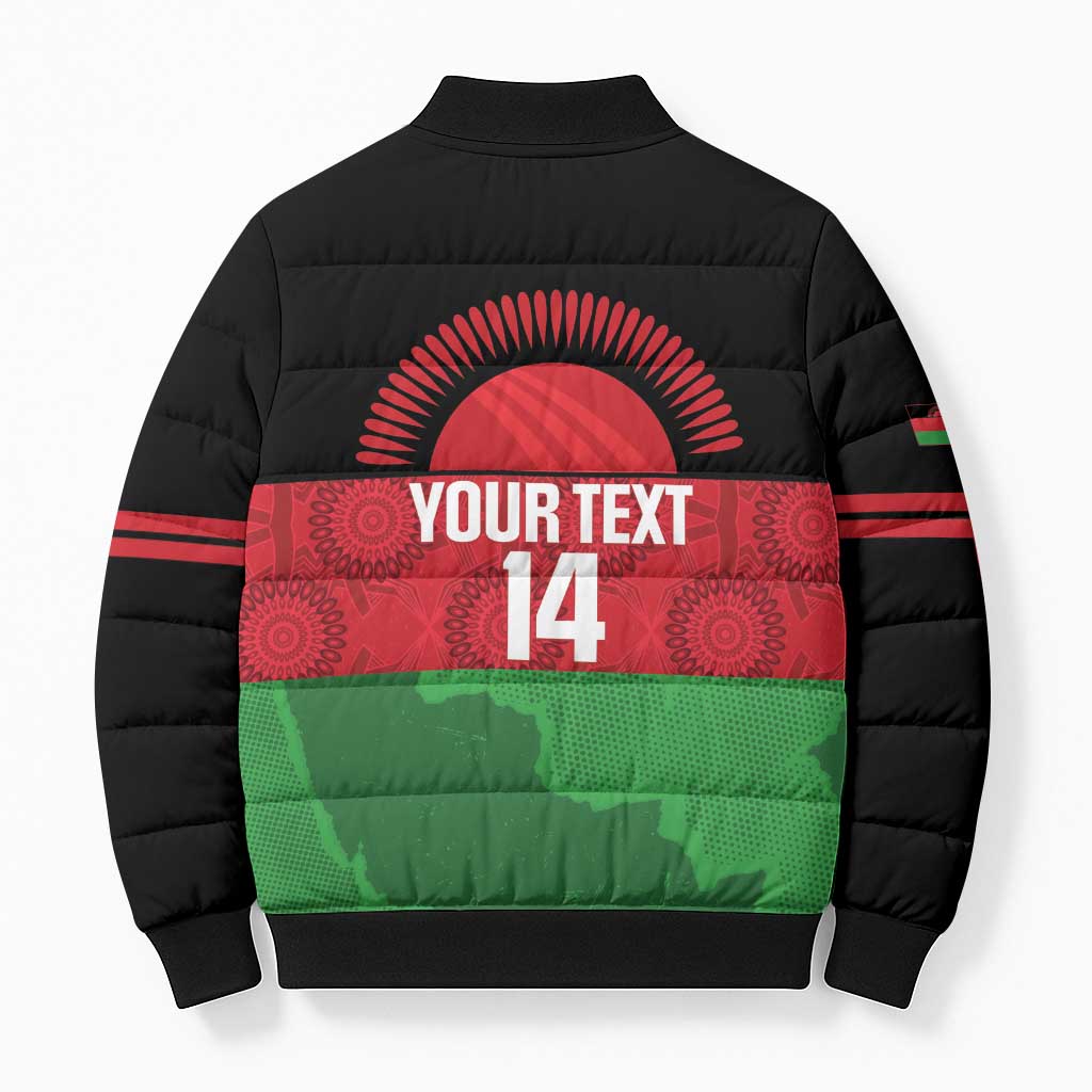 Custom Malawi Cricket Bomber Puffer Jacket Go Champions Flag Style - Wonder Print Shop