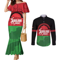 Custom Malawi Cricket Couples Matching Mermaid Dress and Long Sleeve Button Shirt Go Champions Flag Style - Wonder Print Shop