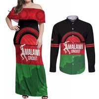 Custom Malawi Cricket Couples Matching Off Shoulder Maxi Dress and Long Sleeve Button Shirt Go Champions Flag Style - Wonder Print Shop