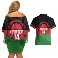 Custom Malawi Cricket Couples Matching Off Shoulder Short Dress and Hawaiian Shirt Go Champions Flag Style - Wonder Print Shop