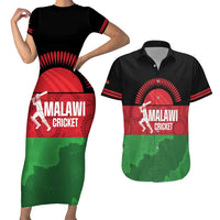 Custom Malawi Cricket Couples Matching Short Sleeve Bodycon Dress and Hawaiian Shirt Go Champions Flag Style - Wonder Print Shop