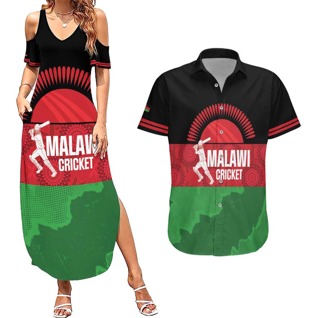 Custom Malawi Cricket Couples Matching Summer Maxi Dress and Hawaiian Shirt Go Champions Flag Style - Wonder Print Shop