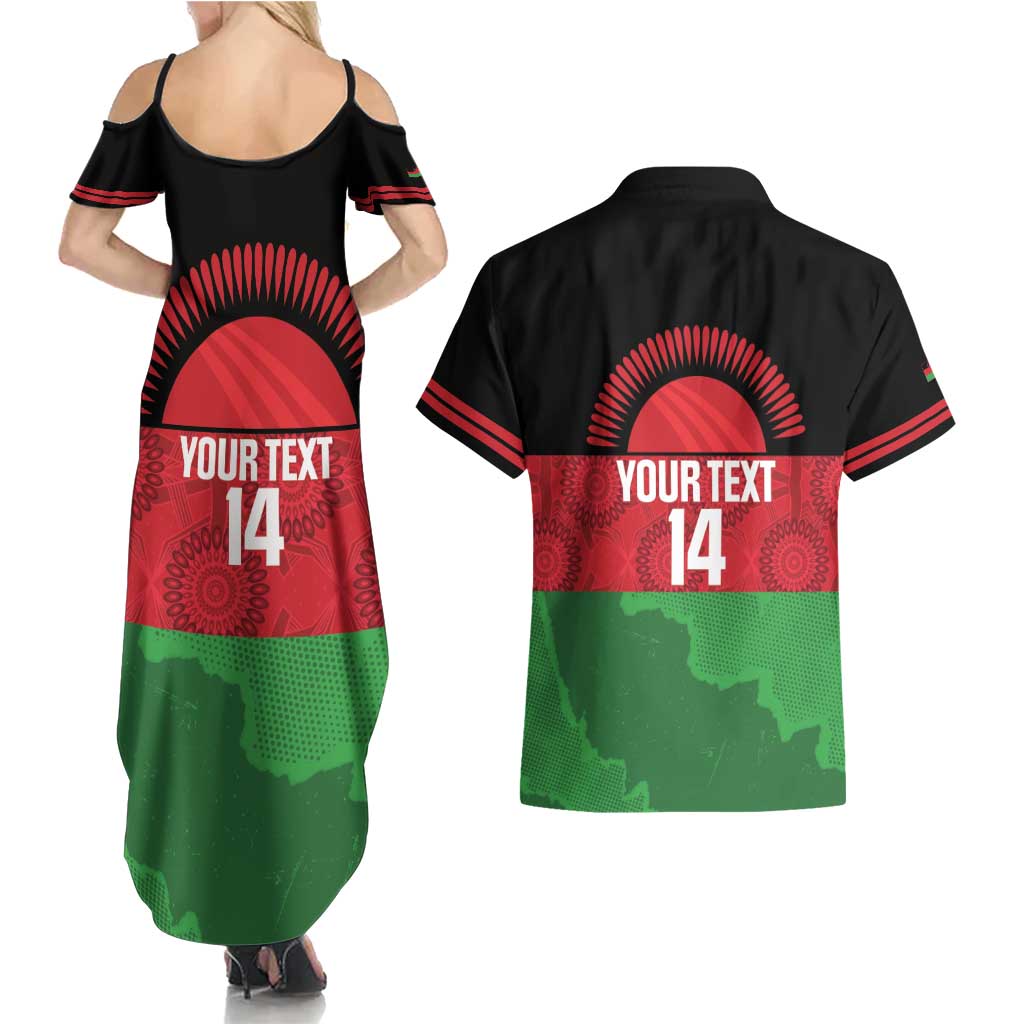 Custom Malawi Cricket Couples Matching Summer Maxi Dress and Hawaiian Shirt Go Champions Flag Style - Wonder Print Shop