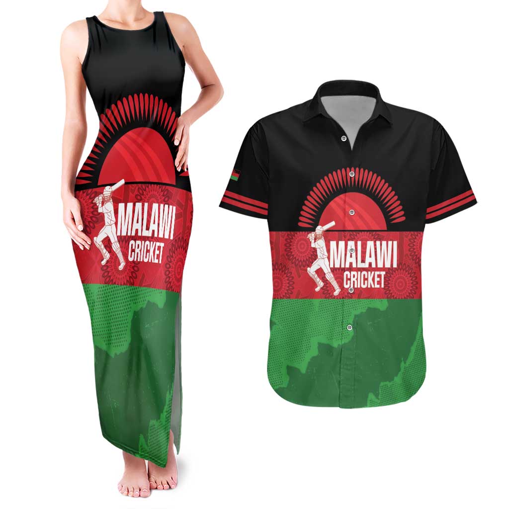 Custom Malawi Cricket Couples Matching Tank Maxi Dress and Hawaiian Shirt Go Champions Flag Style - Wonder Print Shop