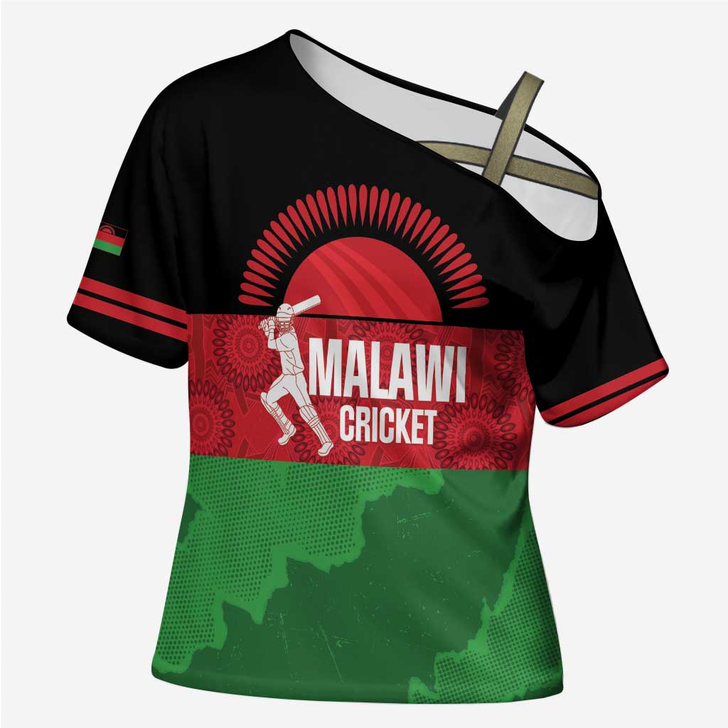 Custom Malawi Cricket Cross Shoulder Shirt Go Champions Flag Style - Wonder Print Shop