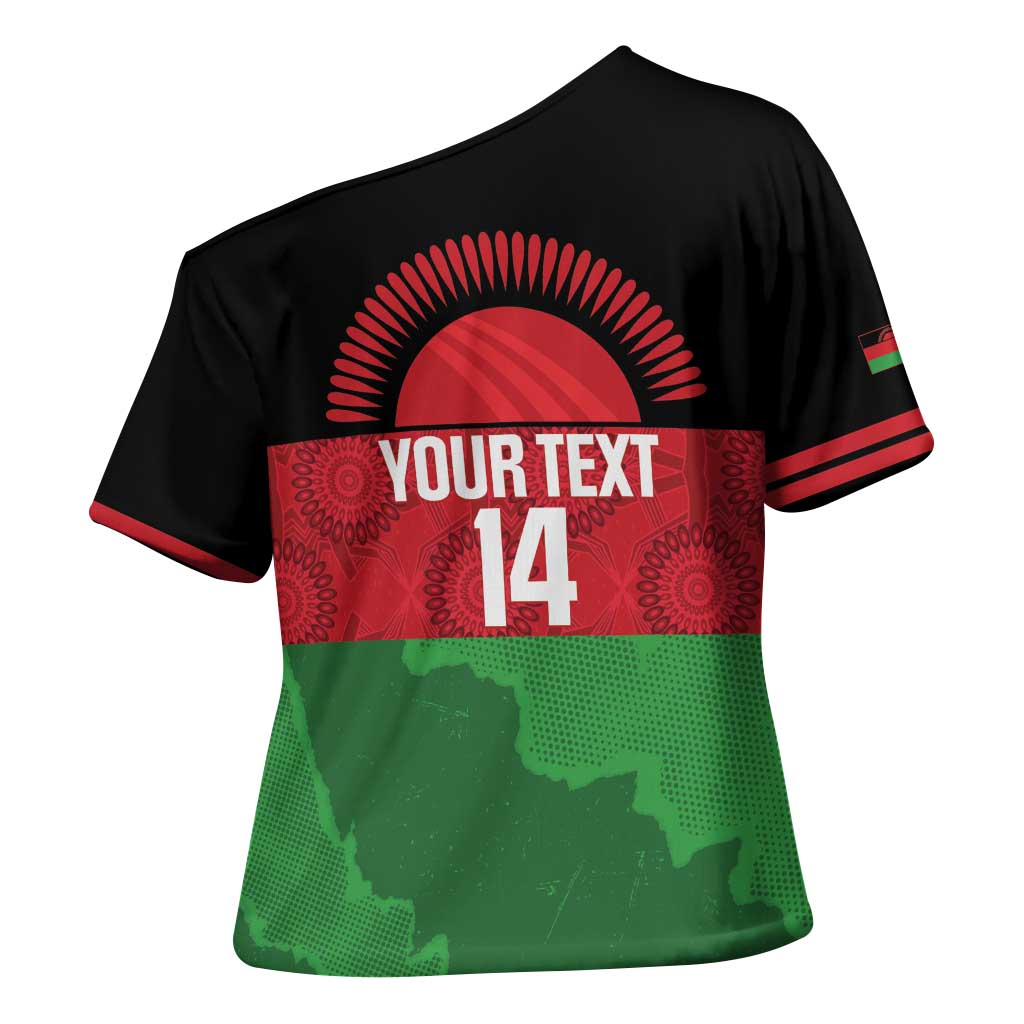 Custom Malawi Cricket Cross Shoulder Shirt Go Champions Flag Style - Wonder Print Shop