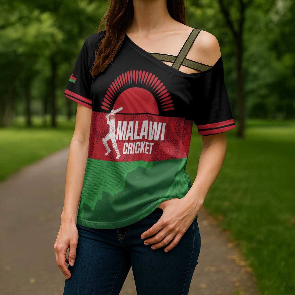 Custom Malawi Cricket Cross Shoulder Shirt Go Champions Flag Style - Wonder Print Shop