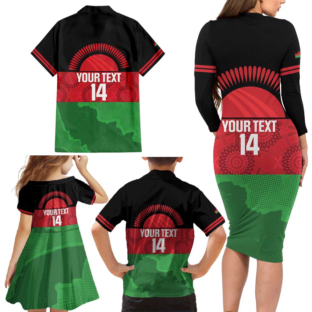 Custom Malawi Cricket Family Matching Long Sleeve Bodycon Dress and Hawaiian Shirt Go Champions Flag Style - Wonder Print Shop