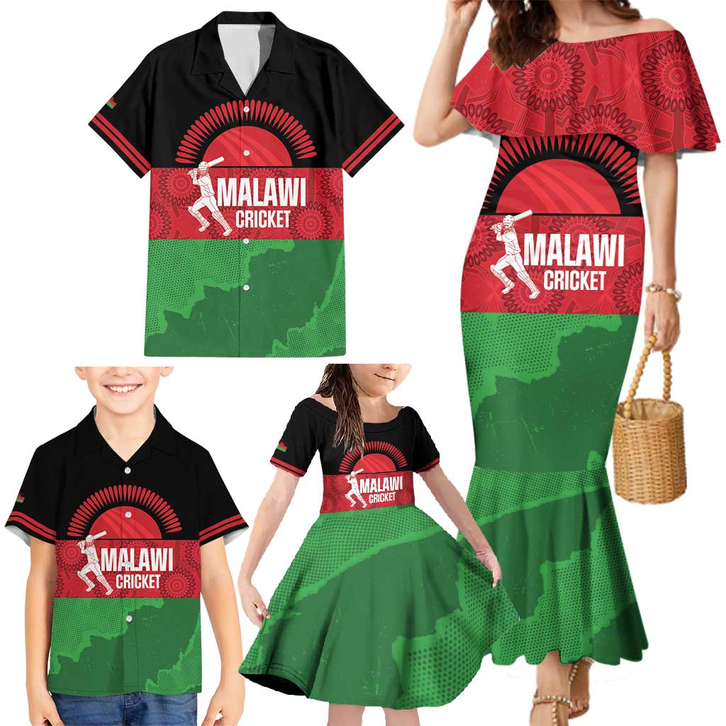 Custom Malawi Cricket Family Matching Mermaid Dress and Hawaiian Shirt Go Champions Flag Style - Wonder Print Shop