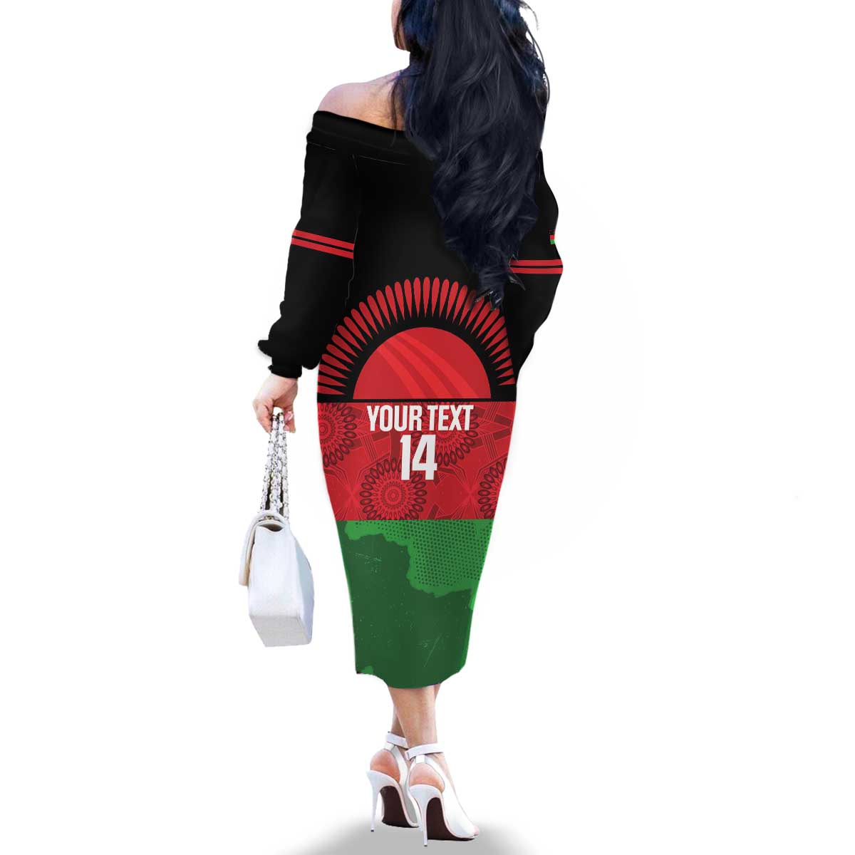 Custom Malawi Cricket Family Matching Off The Shoulder Long Sleeve Dress and Hawaiian Shirt Go Champions Flag Style - Wonder Print Shop