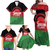 Custom Malawi Cricket Family Matching Off Shoulder Maxi Dress and Hawaiian Shirt Go Champions Flag Style - Wonder Print Shop