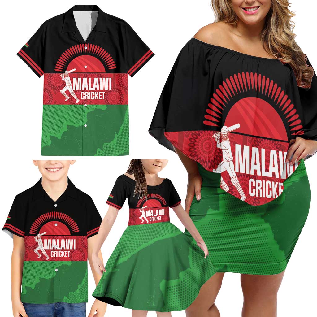 Custom Malawi Cricket Family Matching Off Shoulder Short Dress and Hawaiian Shirt Go Champions Flag Style - Wonder Print Shop