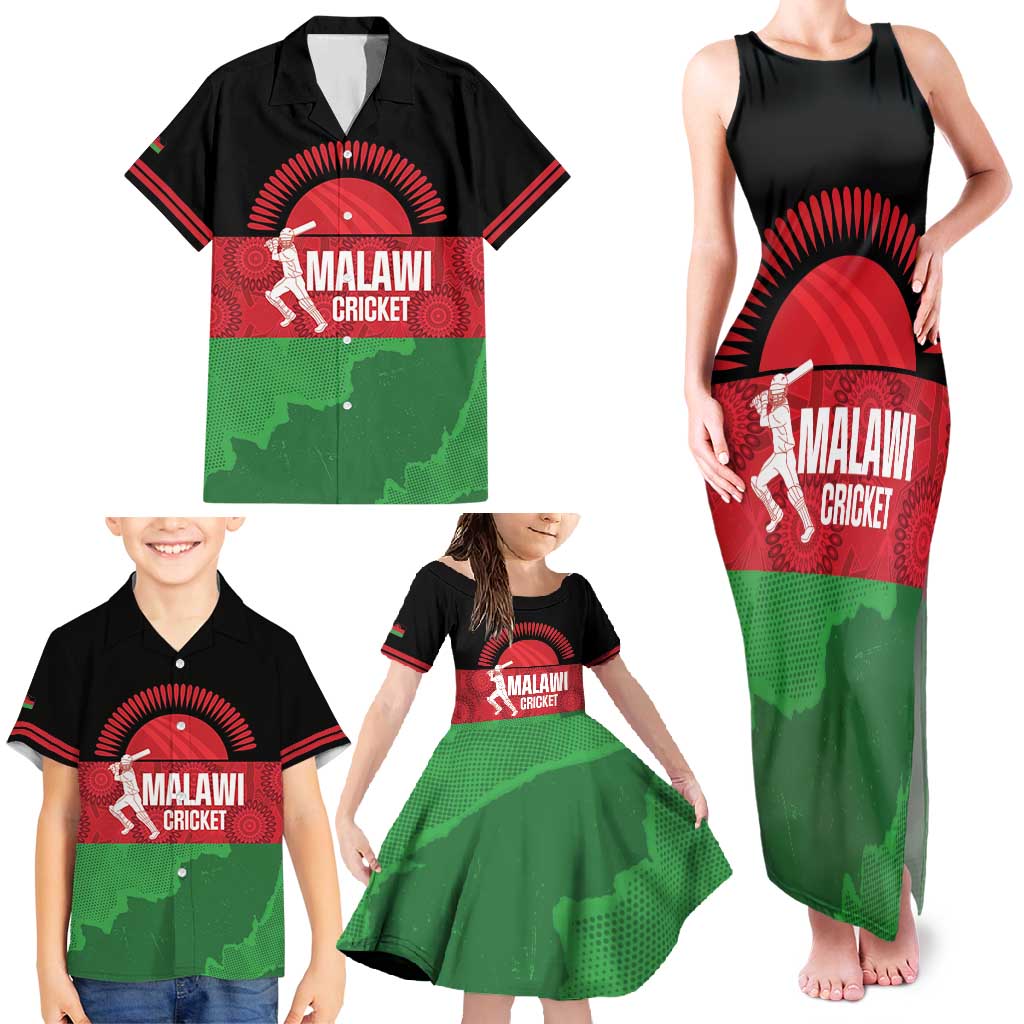 Custom Malawi Cricket Family Matching Tank Maxi Dress and Hawaiian Shirt Go Champions Flag Style - Wonder Print Shop