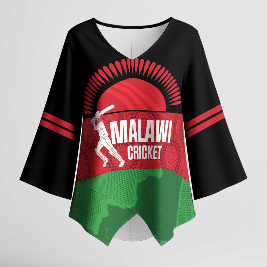 Custom Malawi Cricket Kimono Sleeve Blouse Go Champions Flag Style - Wonder Print Shop