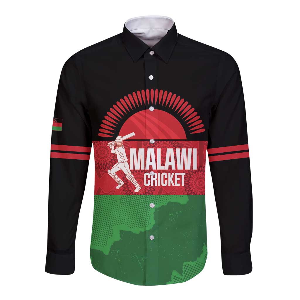 Custom Malawi Cricket Long Sleeve Button Shirt Go Champions Flag Style - Wonder Print Shop