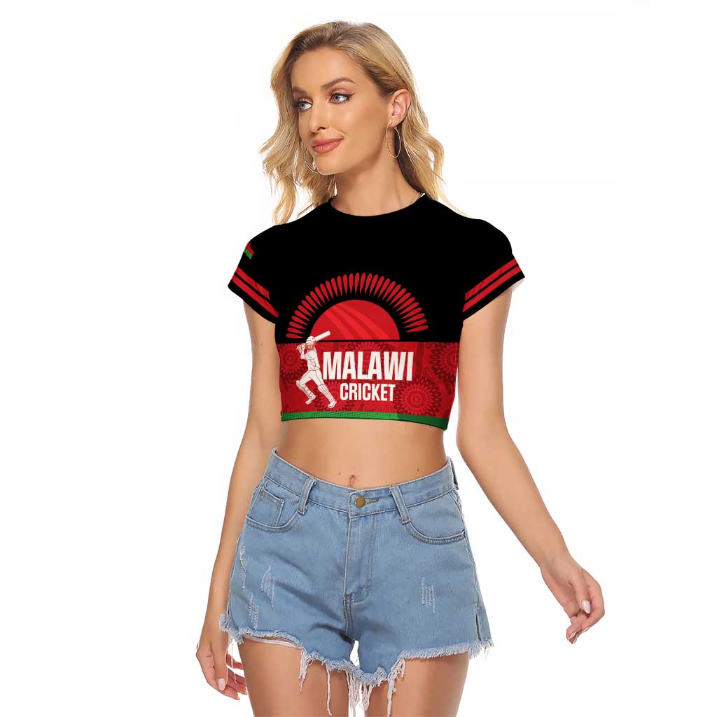 Custom Malawi Cricket Raglan Cropped T Shirt Go Champions Flag Style - Wonder Print Shop