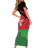 Custom Malawi Cricket Short Sleeve Bodycon Dress Go Champions Flag Style - Wonder Print Shop