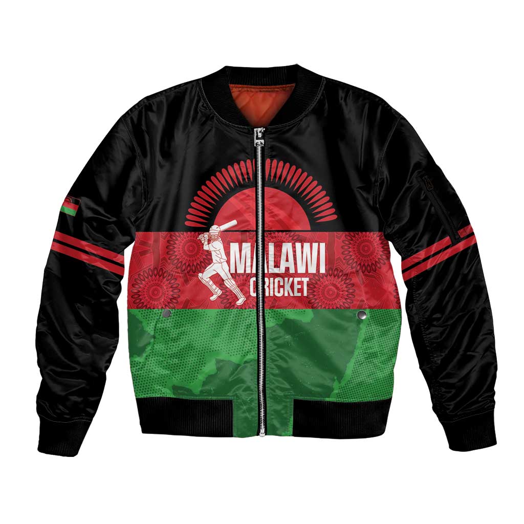 Custom Malawi Cricket Sleeve Zip Bomber Jacket Go Champions Flag Style - Wonder Print Shop