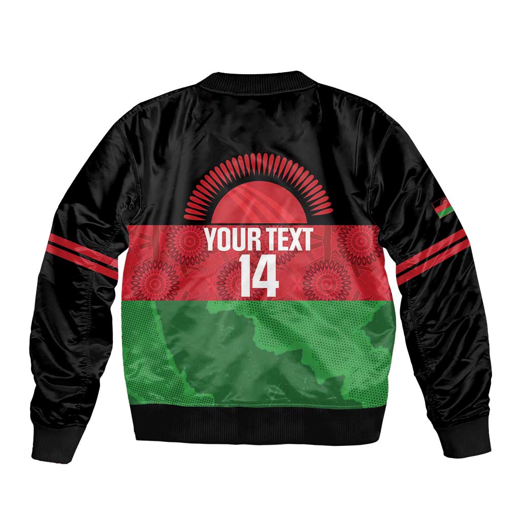 Custom Malawi Cricket Sleeve Zip Bomber Jacket Go Champions Flag Style - Wonder Print Shop