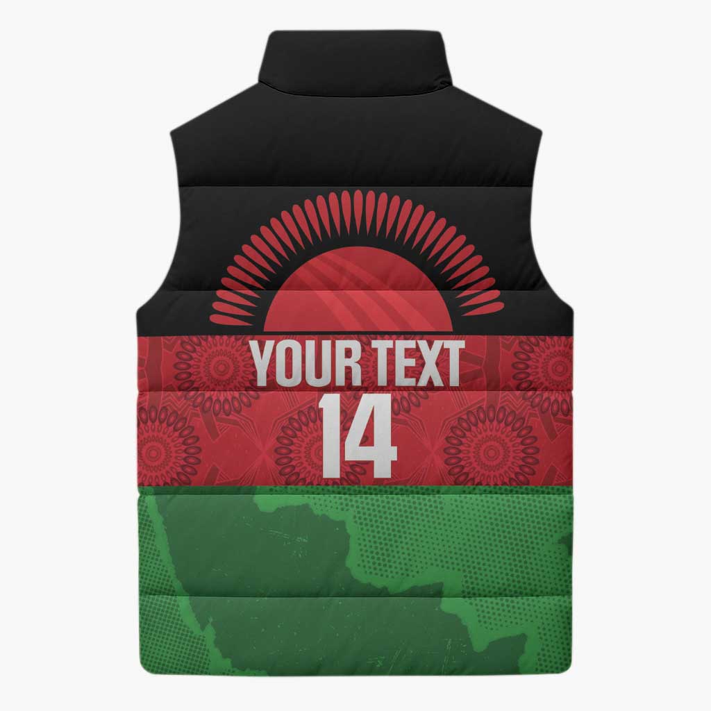Custom Malawi Cricket Sleeveless Puffer Jacket Go Champions Flag Style - Wonder Print Shop
