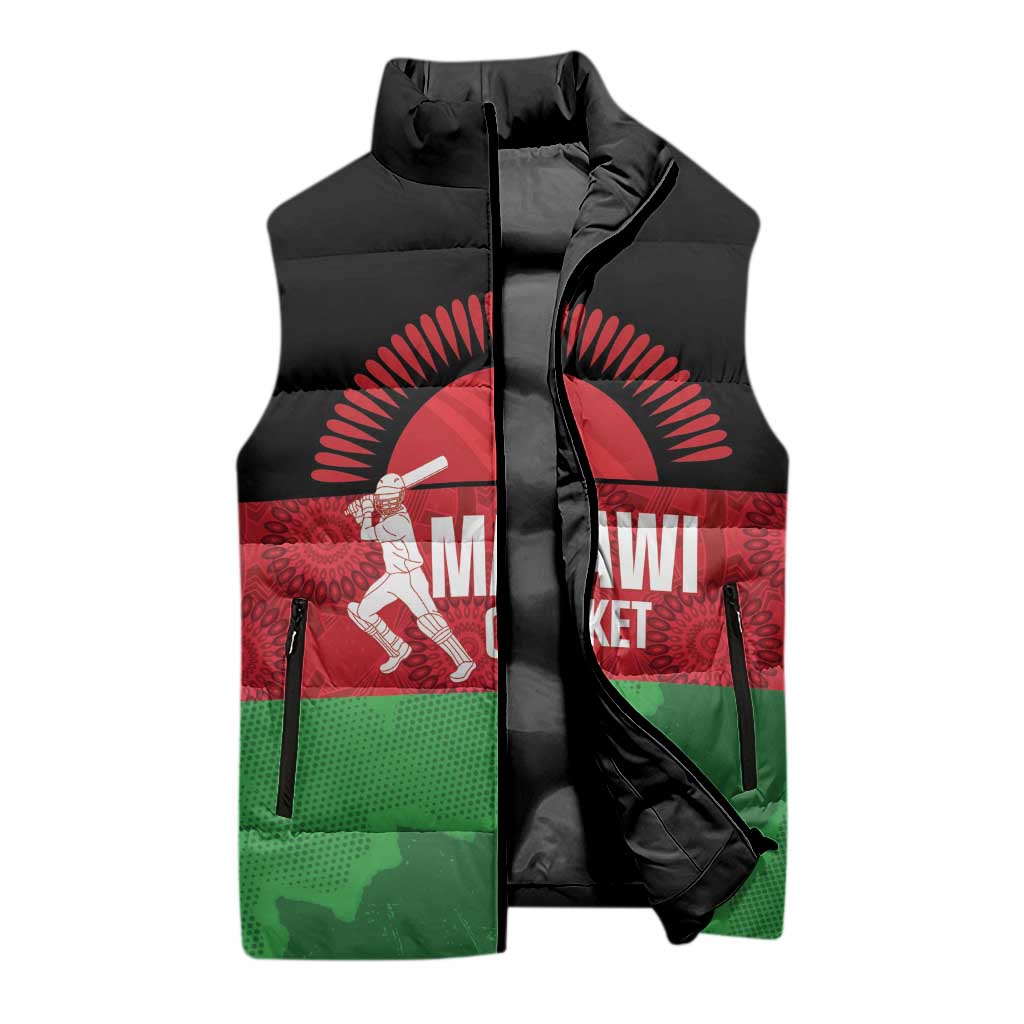 Custom Malawi Cricket Sleeveless Puffer Jacket Go Champions Flag Style - Wonder Print Shop