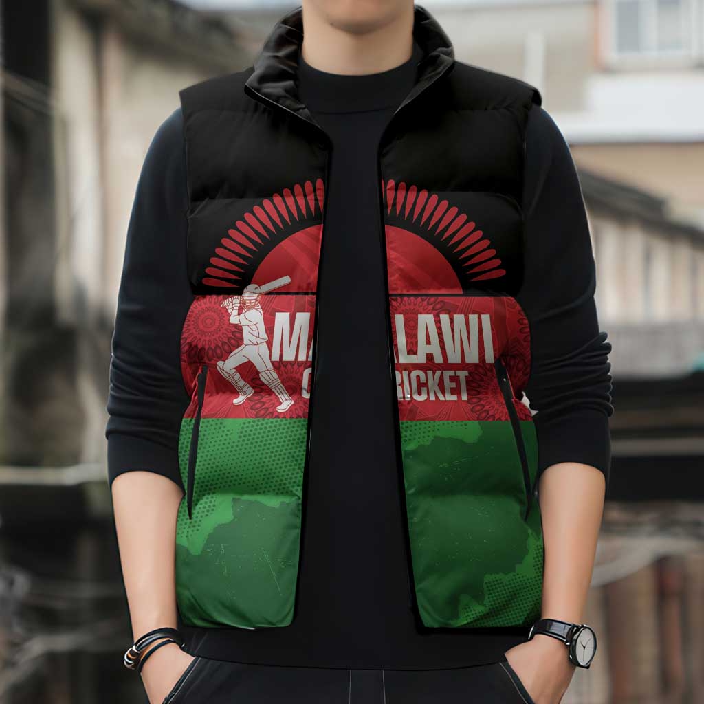 Custom Malawi Cricket Sleeveless Puffer Jacket Go Champions Flag Style - Wonder Print Shop