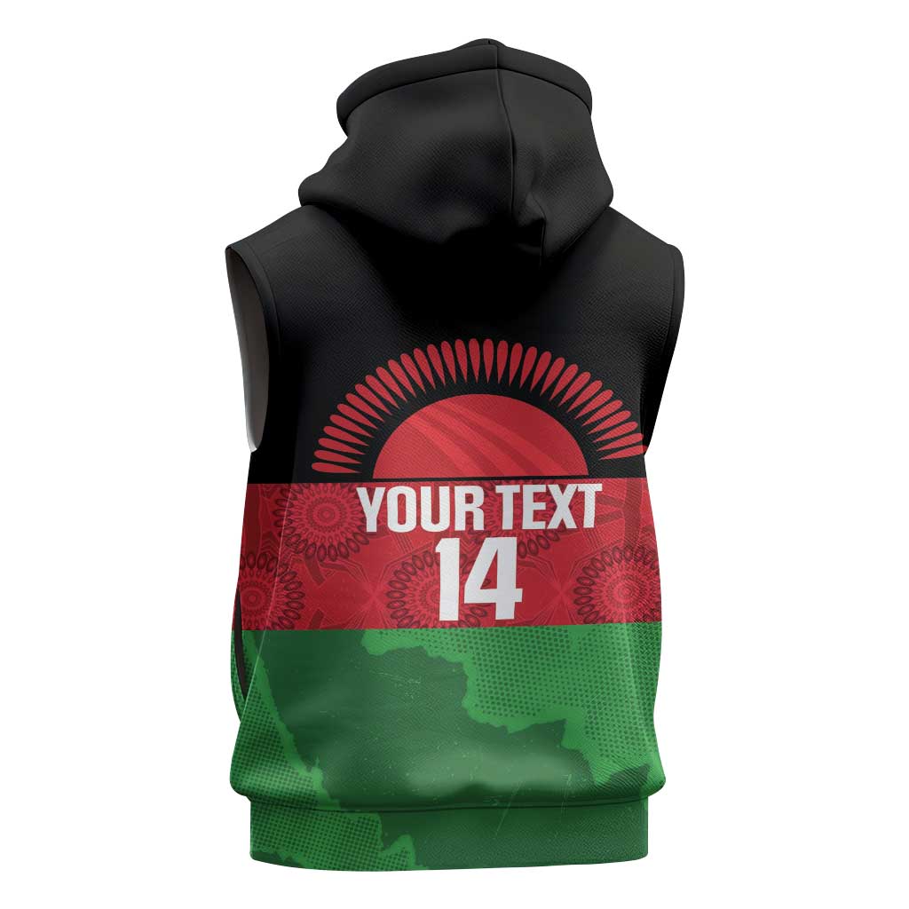 Custom Malawi Cricket Sleeveless Zip Hoodie Go Champions Flag Style - Wonder Print Shop