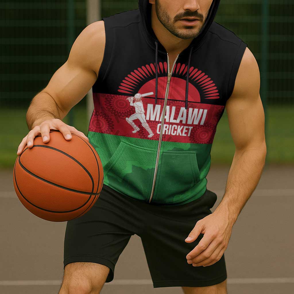 Custom Malawi Cricket Sleeveless Zip Hoodie Go Champions Flag Style - Wonder Print Shop