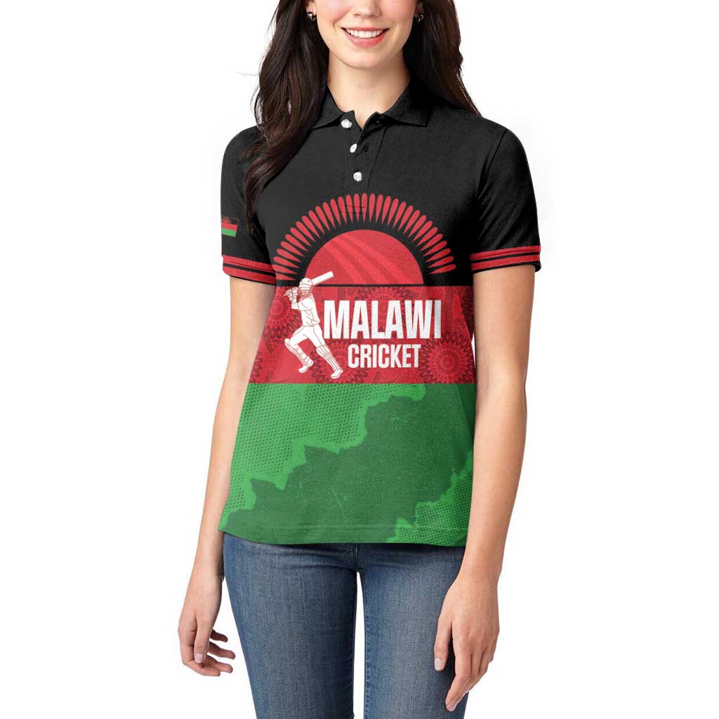 Custom Malawi Cricket Women Polo Shirt Go Champions Flag Style - Wonder Print Shop