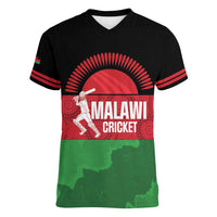 Custom Malawi Cricket Women V-Neck T-Shirt Go Champions Flag Style - Wonder Print Shop