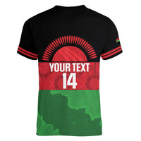 Custom Malawi Cricket Women V-Neck T-Shirt Go Champions Flag Style - Wonder Print Shop