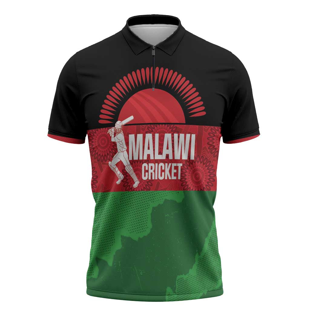 Custom Malawi Cricket Zipper Polo Shirt Go Champions Flag Style - Wonder Print Shop