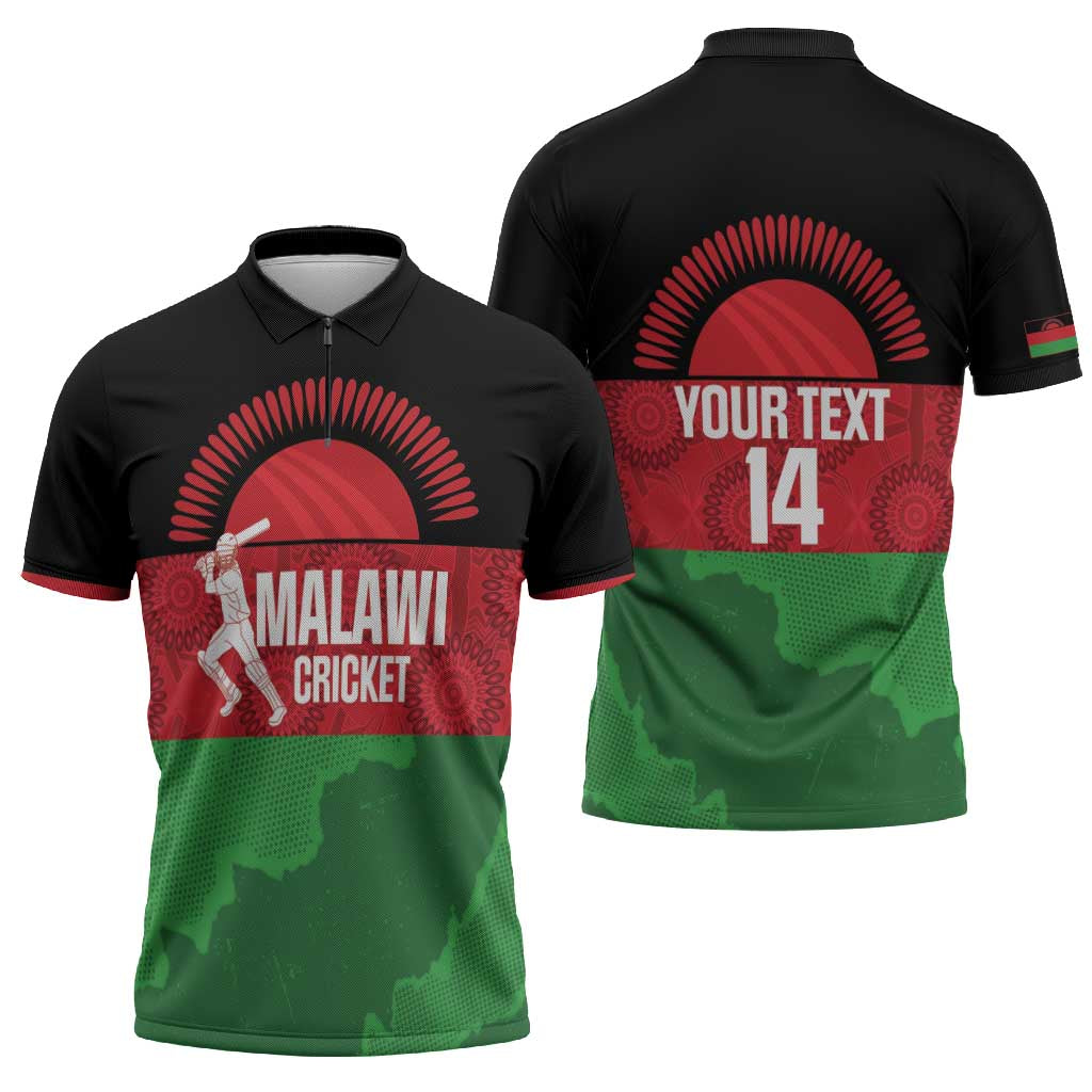 Custom Malawi Cricket Zipper Polo Shirt Go Champions Flag Style - Wonder Print Shop