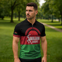Custom Malawi Cricket Zipper Polo Shirt Go Champions Flag Style - Wonder Print Shop