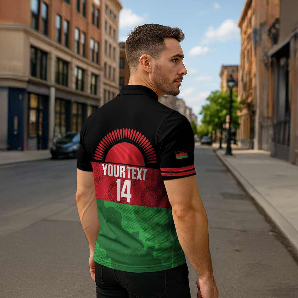 Custom Malawi Cricket Zipper Polo Shirt Go Champions Flag Style - Wonder Print Shop