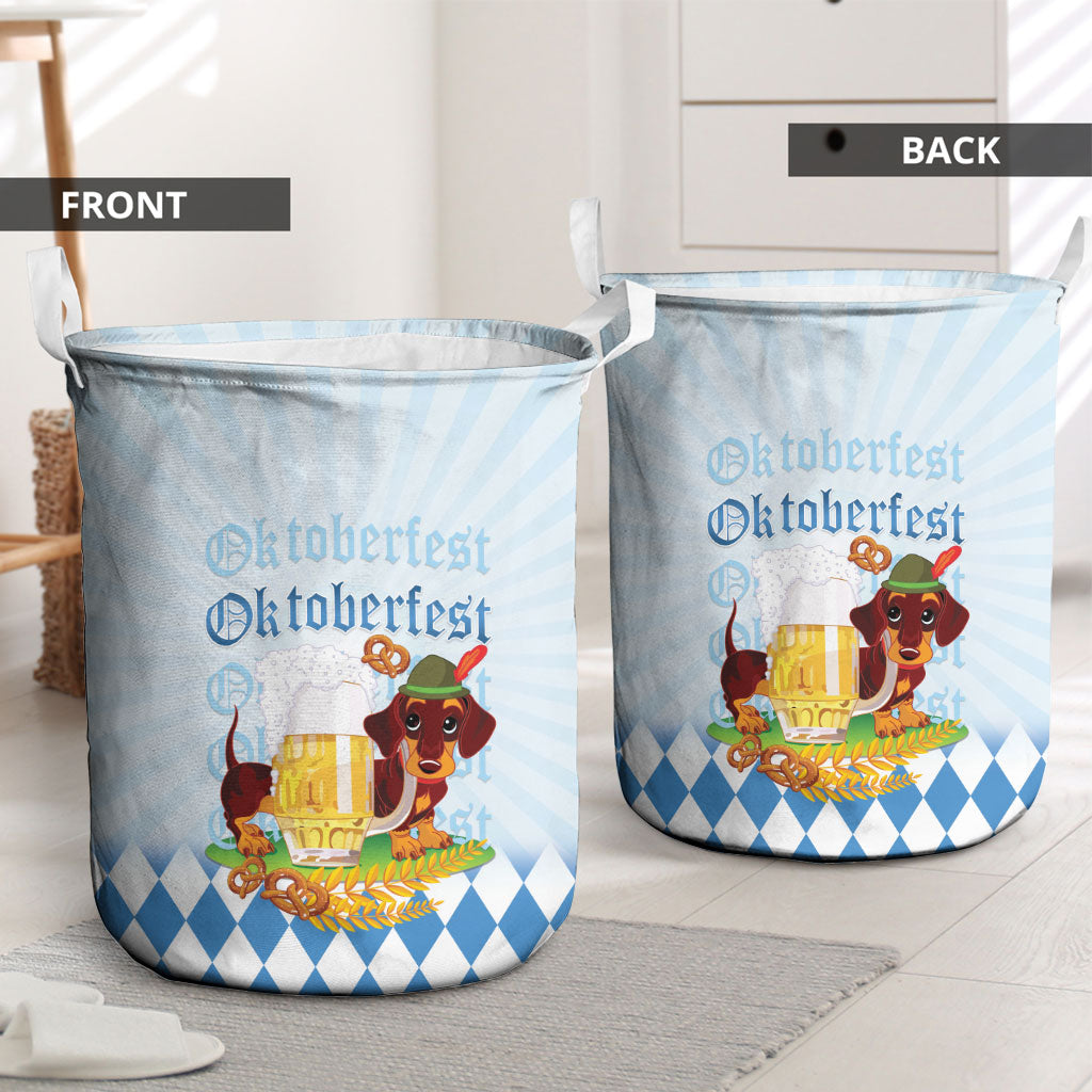 Germany Oktoberfest Laundry Basket Dachshund Beer and Bavarian Pretzel