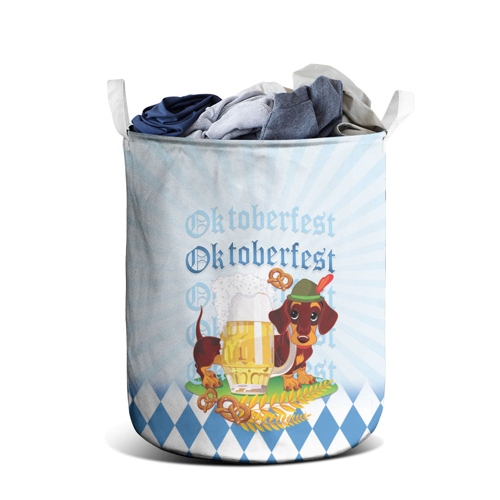 Germany Oktoberfest Laundry Basket Dachshund Beer and Bavarian Pretzel