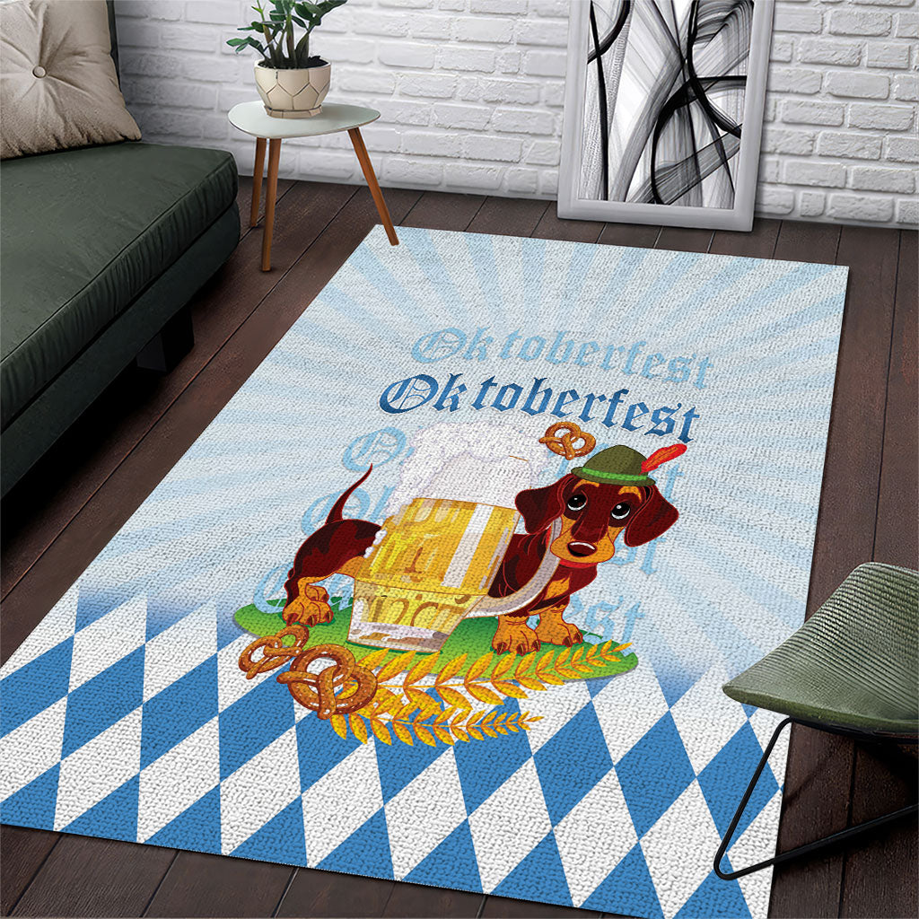 Germany Oktoberfest Area Rug Dachshund Beer and Bavarian Pretzel