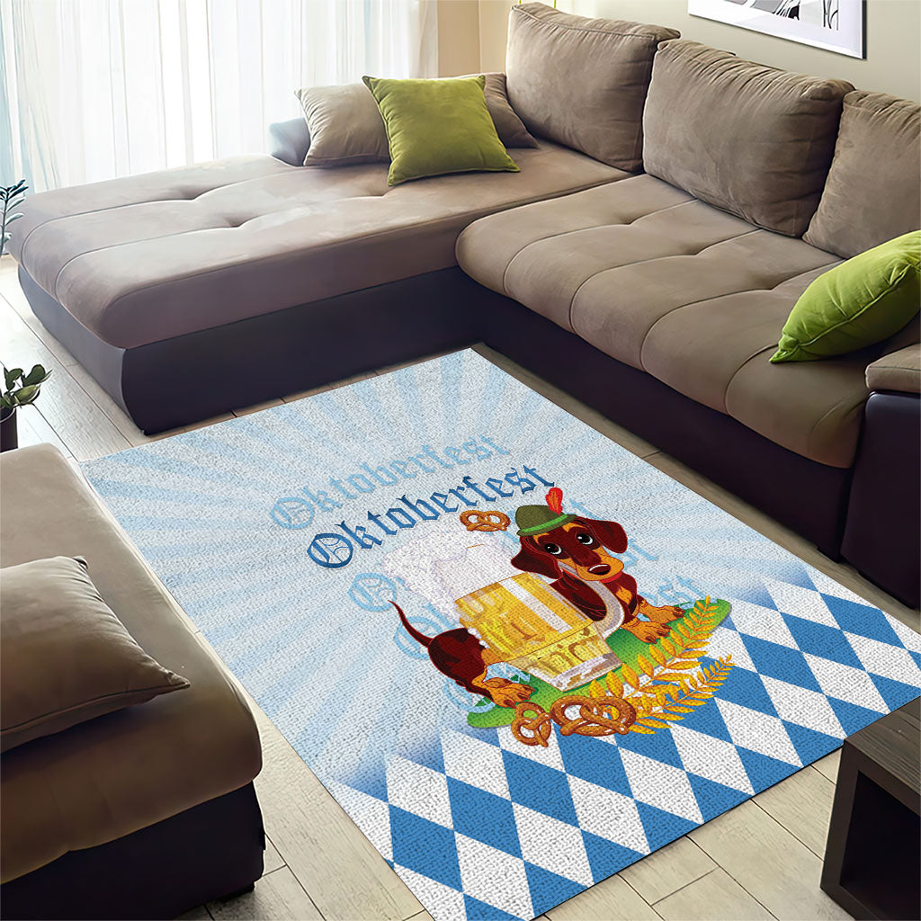 Germany Oktoberfest Area Rug Dachshund Beer and Bavarian Pretzel