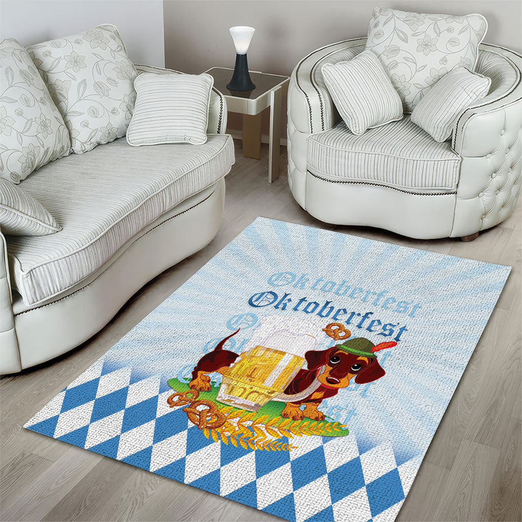 Germany Oktoberfest Area Rug Dachshund Beer and Bavarian Pretzel