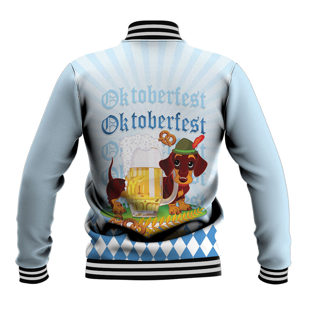 Germany Oktoberfest Baseball Jacket Dachshund Beer and Bavarian Pretzel