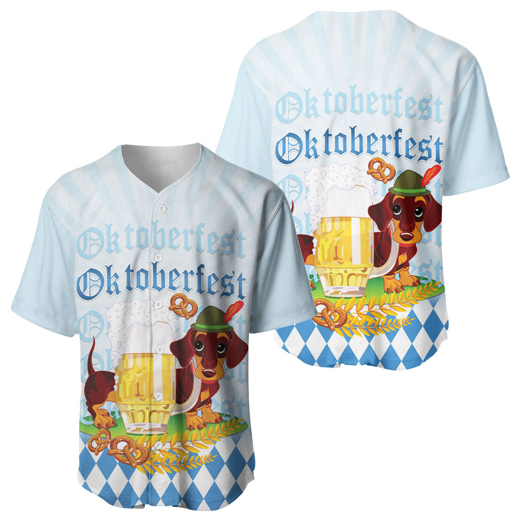 Germany Oktoberfest Baseball Jersey Dachshund Beer and Bavarian Pretzel