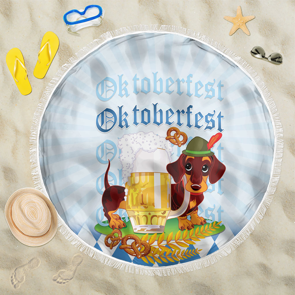 Germany Oktoberfest Beach Blanket Dachshund Beer and Bavarian Pretzel