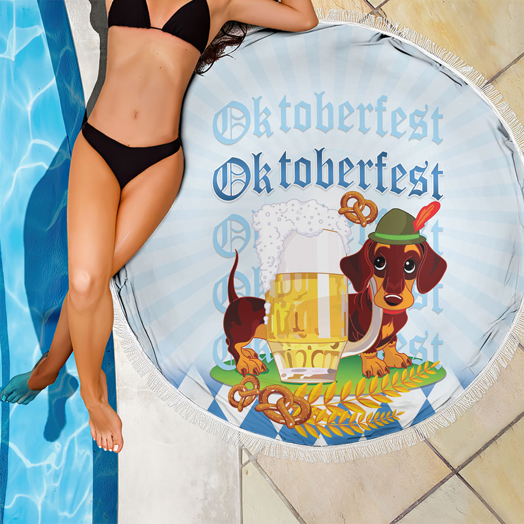 Germany Oktoberfest Beach Blanket Dachshund Beer and Bavarian Pretzel