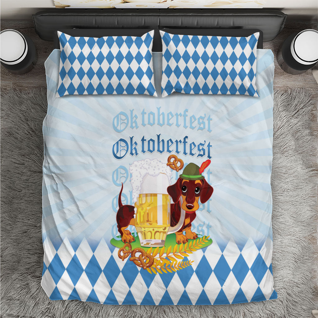 Germany Oktoberfest Bedding Set Dachshund Beer and Bavarian Pretzel