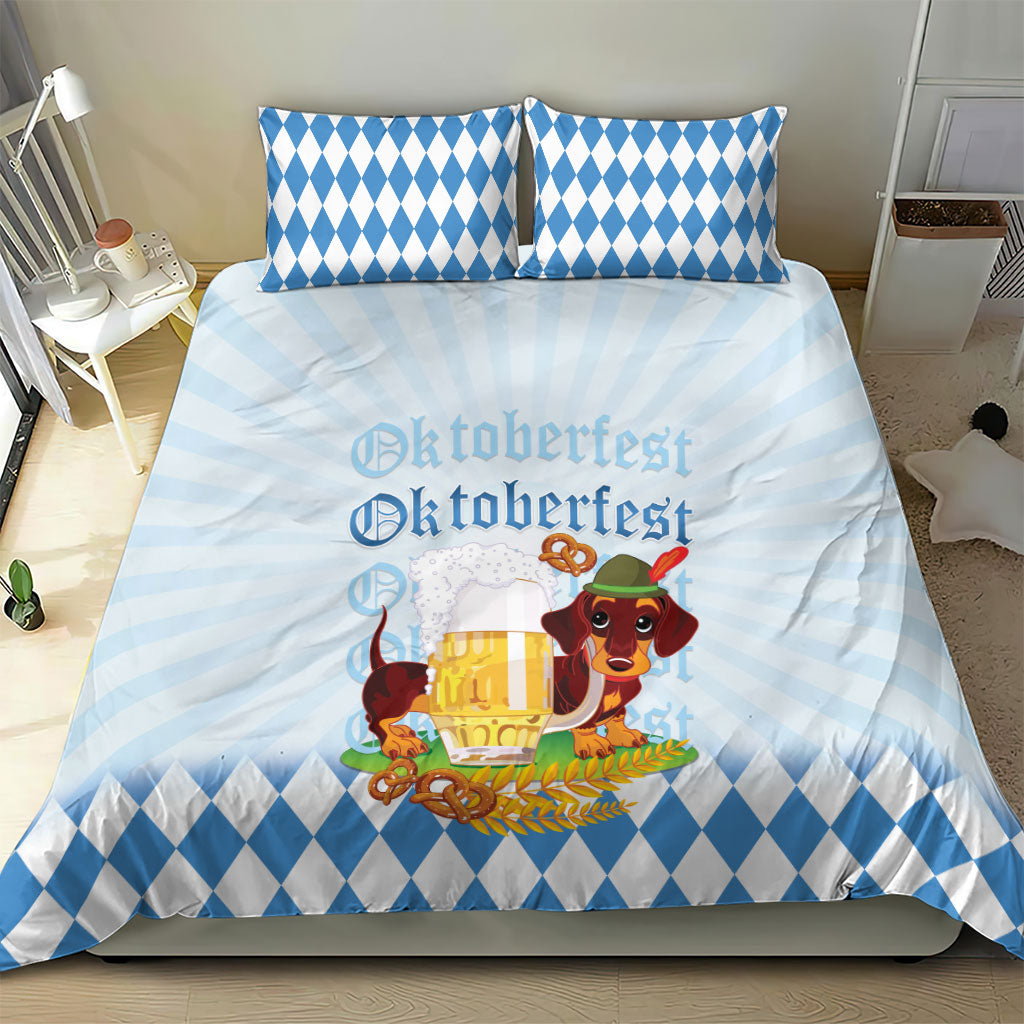Germany Oktoberfest Bedding Set Dachshund Beer and Bavarian Pretzel