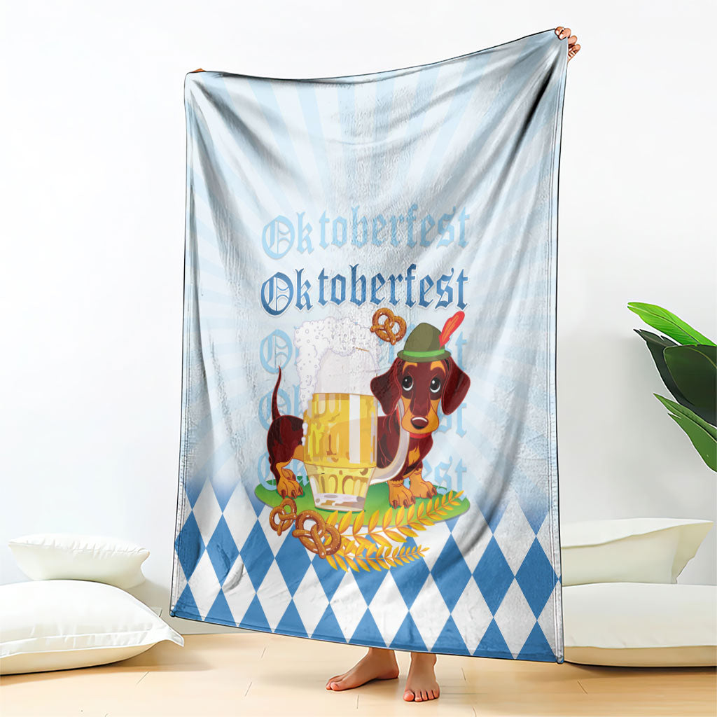 Germany Oktoberfest Blanket Dachshund Beer and Bavarian Pretzel